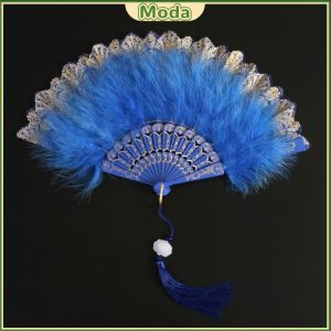 Moda Feather Fan Folding Fan for Lolita Costume Accessories Dance Wedding Party Decor