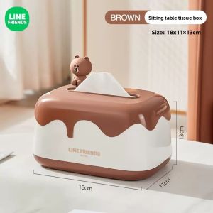 100% Authentic Line Friends Tissue Storage Box Holder Desktop Wide-mouth Waterproof Moisture-proof Multipurpose Home Organizer Toilet LFB148/LFB161