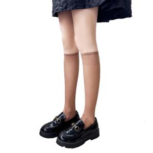 Fashion Summer Breathable Ultra Thin Silk Over the Calf Socks for Women Solid Color Student Sheer Knee Length Stockings