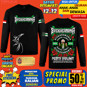 KAOS SYEKHERMANIA(SANTRI FAMILY)LENGAN PANJANG UKURAN ANAK DAN DEWASA"FREE STIKER