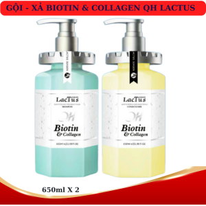 Cặp dầu Gội -Xả Biotin QH Lactus 650ML giảm rụng tóc ngăn gàu dưỡng ẩm
