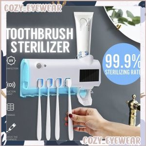 UV Toothbrush Sterilizer Toothpaste Squeezer Toothbrush Holder Solar Multifunction Wall Mounted Dispenser Anti Bacterial