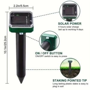 Solar Ultrasonic Bird Repeller LED Flash 360° Coverage Eco-Friendly Outdoor Animal Repellent