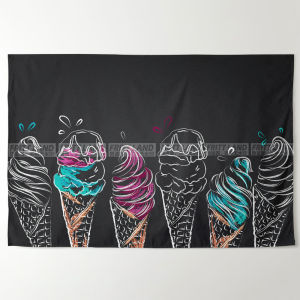 Creative Hand-drawn Ice Cream Cone Illustration Peripheral Beverage Fast Food Shop Decoration Poster Background Cloth Hanging Cloth