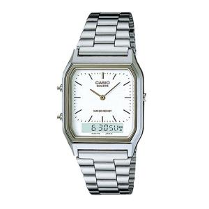 CASIO - CASIO AQ-230A-7DMQ - WOMEN AND MEN- Abu-abu-Putih - Stainless - Jam dunia JD18ST # Jam Tangan Wanita Cewek Anti Air Digital Analog + CASIO AQ 230A 7D AQ-230A 230 A AQ230 AQ-230 AQ230A AQ-230A-7D $ WR0 STS KC7