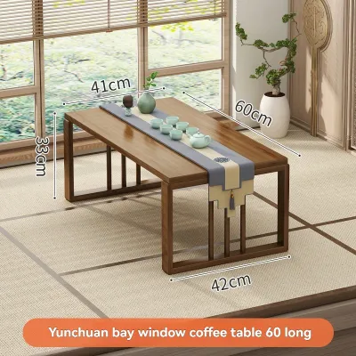 Foldable Low Table Bamboo Tea Table Windowledge Wooden Center Table Compact Home Use Living Room Table