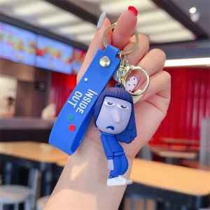 New Cartoon Movie Inside Out 2 Keychains Cute PVC Anxiety Ennui Envy Anime Key Ring Bag Pendant Model Toys Girls Gifts