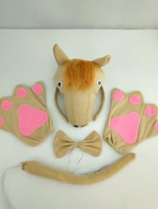 Nhồi Bông Đầu Ngựa hairband với đuôi Bộ Nơ đeo cổ cho sinh viên người phụ nữ chụp ảnh headbands carnivals bờm tóc găng tay