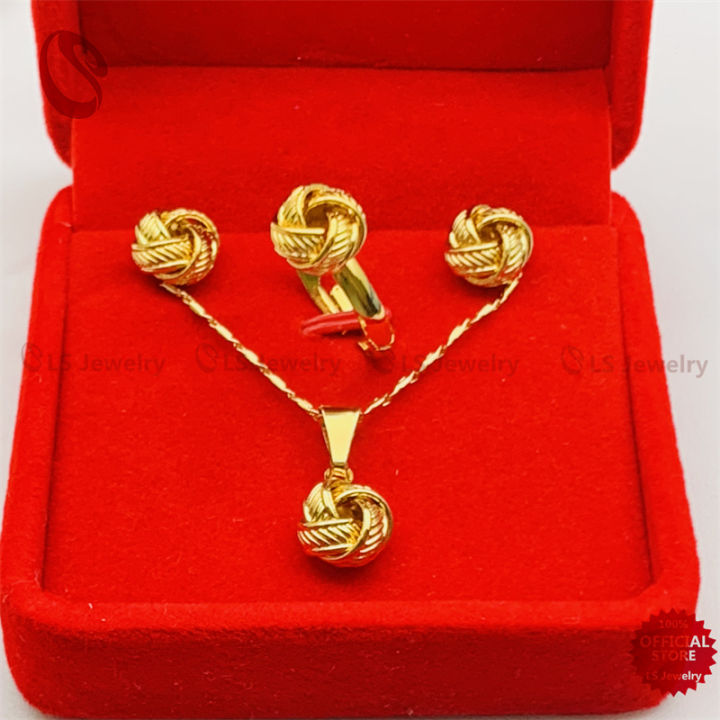 LS jewelry 24k gold plated 3in1 set ring adjustable Thailand Bangkok set  for women Lazada PH