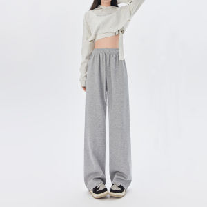 งสตรีกางเกงวอร์ม ผ้าฝ้ายางเกงลำลอ เอวสูงก หลวมๆ มีกระเป็า เอวสูงเพื่อแสดงความผอม 3 สีให้เลือกมีไซส์ S-2XLกร