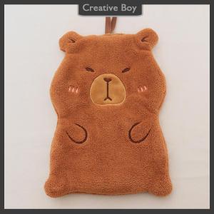 [Creative] Cute Coral Velvet Capybara Hand Towel Cartoon Capybara Bathroom Kerchief Strong Water Absorption Wall-mounted Absorbent Towel