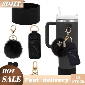 SDJZT 6Pcs Phụ Kiện Thiết Lập Chai Nước Khởi Động Bìa Mini Hooks Son Môi Tay Áo Pouch Pom Daisy Quyến Rũ Keychain Cho Stanley Cốc