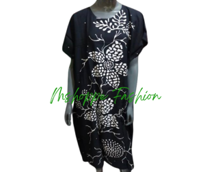 2XL-3XL Plus Size Batik Kaftan White/Black Collection Pangbahay Daster for Women