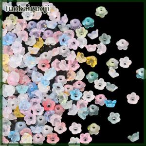 tuokaiguoji 50 cái lốc Gradient hoa Acrylic hạt bellflower Spacer hạt mũ cho tự làm quyến rũ Vòng đeo tay đồ trang sức làm phát hiện accessorie