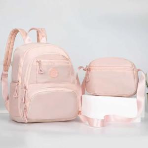 SPS BAGS#5861 Fashionable lightweight nylon 13inches backpack for Women features minimalist design w/ zippered pockets