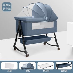 Baby Cradle Crib Adjustable Baby Bed With Detachable Side Panel Multifunctional Baby Cot bed Liftable
