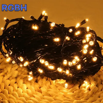 RGBH 100L 10M Christmas Lights LED String light Steady Outdoor waterproof Black wire room decor