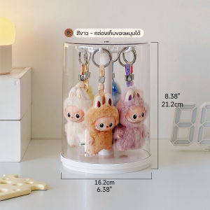 กล่องใส่โมเดล ตู้โชว์ตุ๊กตา กล่องใส่ Labubu พลาสติกอย่างดี หมุนได้360° สะดวกในการเก็บของ มีสองสีให้เลือก
