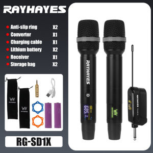 RAYHAYES RG-SD1X Professional Wireless Microphone Rechargeable UHF Dynamic Microphones for Karaoke
