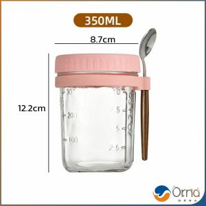 Orna กล่องใส่อาหารเช้า 350ml ใส่ข้าวโอ๊ต ซีเรียล มีช้อนพร้อมฝาปิด Oats Containers