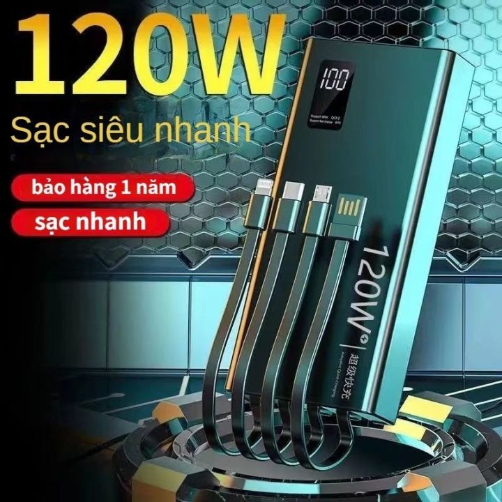 cục Sạc Dự Phòng 20000mAh Sạc Siêu Nhanh 120W Có 4 Dây Cáp Sạc Màn Hình ...