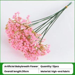 12pcs Babysbreath Artificial Flower Activity Decoration Wedding Set Bouquet For Vase Real Flower