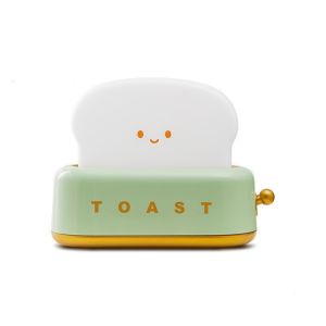 OKDEALS01 Cartoon Toaster Lamp Energy Saving Dimmable Mini Table Lamp Bread Table Lamp Portable Toaster Nightlight Bedroom