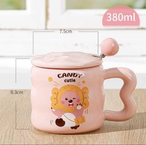 Pink Mug Gift Set with self warming function Cute Beaver eating snack Mug Girl Heart Birthday Gift loopy Beaver