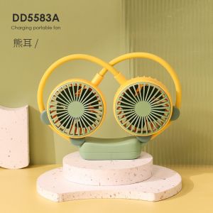 Quạt Mini Đeo Cổ Có Thể Gấp Gọn Tiện Dụng Quạt tích điện Công Suất Lớn Sạc Nhanh Usb Hai Chế Độ Làm Mát Tai Gấu