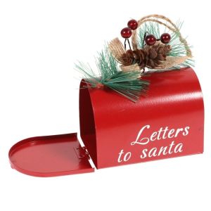 MUNCHX Sắt dây chuyền Giáng sinh Phong cách cổ điển Những lá thư gửi ông già Noel. Đồ trang trí treo cây thông Noel Phong cách cổ điển. Đồ trang trí hình hộp thư màu đỏ. Trang trí Giáng sinh