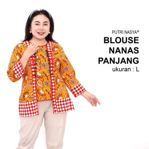 Atasan Batik Big Size Blouse Wanita Jumbo Kerja S-M-L-XL-2L-3L-4L-5L-6L-7L Blus Model Big Kantor Seragam Batik / Atasan Kerja Formal Big Size / Pakaian Batik Trendy Bahan Kekinian LD 140