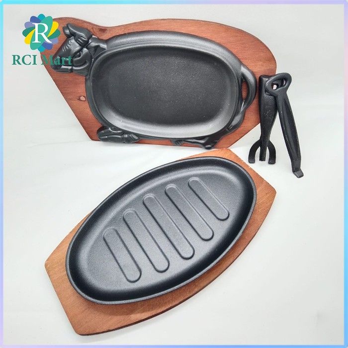 Hot Plate Oval Hotplate Steak Piring Steak Besi Hitam Cast Iron - RCI ...