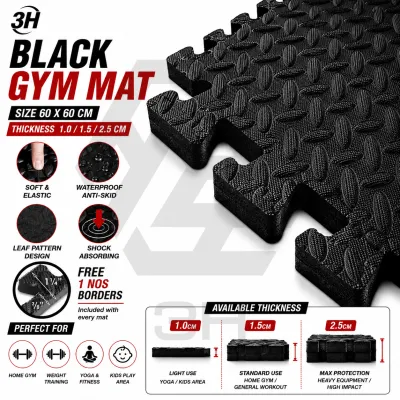 3H (60x60/30x30) Puzzle Gym Mat & Floor Mat | Playmat Exercise Yoga & Workout