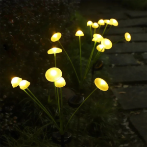 CuddleCove Outdoor Solar Garden Lights Waterproof Dual Mode LED Jellyfish Lawn Lamp Artificial Flower Floor Lamp Solar Mushroom Lights for Garden Ambiance