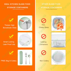 PANDA Lunch Box Set Tempat Makan Multi Grid Set Dengan Kantong Bekal Sendok Dan Garpu GratisMicrowave Kotak Makan Anti Tumpah Berbahan Kaca Boron TinggiPortable Office Children Bento Box Portable Food Storage Container[Stok & Pengiriman Cepat]