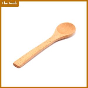 [The Gesh] 1X Wooden Round Bamboo Spoon Soup Tea Coffee Salt Spoon Kitchen Tools Cutlery