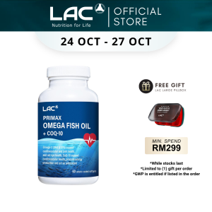[Exp:08-27] LAC Primax Omega Fish Oil + CoQ-10 60s | 2 in 1 EPA DHA Blood Pressure Cholesterol Enteric Coated 01404570
