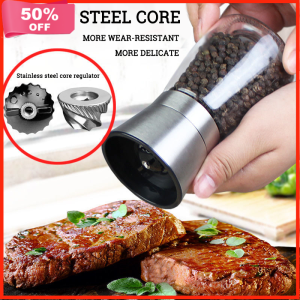 180ml Manual Glass Salt Pepper Mill Grinder Spice Grinding Bottle Multifunction Seasoning Bottle Stainless Steel Muller Spice Sauce Condiment Bottle
