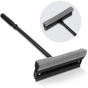 Window Squeegee Cleaning Tool 2-in-1 Squeegee and Scrubber Sponge Washing Kit Multi-Surface Washer