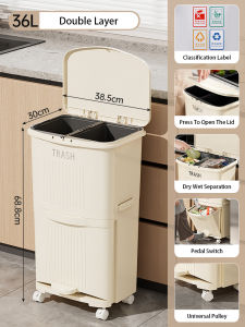 Tầm Nhìn 2/3 Lớp Rác Phân Loại Thùng rác Di Chuyển Khô Ướt Phân Loại Bin Nhà Bếp Phân Loại Thùng rác Đạp Rác Phân Loại Có Thể Với Bìa