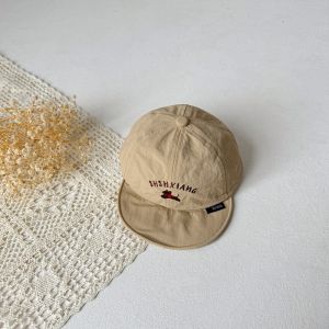 NCUMBE สไตล์เกาหลีแบบ หมวกเบสบอลลูกสุนัข แห้งไว-แห้งไว เย็บปักถักร้อยตัวอักษร หมวกกันแดดเด็กฤดูร้อน น่ารักน่ารักๆ หมวกบังแดด หมวกสำหรับเด็ก เด็กเด็กๆ