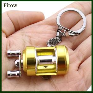Fitow 1Pcs Alloy Fishing Reel Drum Pendant Keychain Key Wheel Outdoor Fishing Tackle