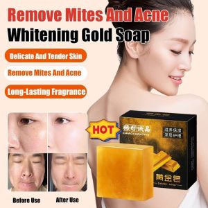 Effective Gold Bar Soap Acne Treatment Skin Whitening Anti Mite Protection Facial Body Cleanser for Clear Skin 除螨净痘美白金条黄金皂