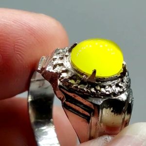 Cincin Batu Akik Yaman Kuning Giwang Dim 10mm
