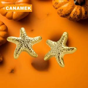 【CANAMEK】 New Exaggeration Ocean Shell Texture Stud Earrings For Women Trendy Accessories Personalization Jewelry Earrings Daily Wear
