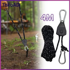 4 Meters Katrol Tali Guyline Stopper Buckle Carabiner Karabiner Flysheet Dengan Metal Pulley
