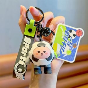 HOUMENG Football Volleyball Mini PVC Football Keychain PVC Basketball Tennis Volleyball Car Key Pendant Bag Pendant Mini Tennis Sporting Keyring Key Ring Gift