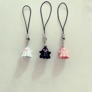 EIJINGY 3pcs หัวใจ พวงกุญแจผีฮาโลวีน น่ารัก ตลก การ์ตูน จี้ฮาโลวีน น่ารัก แขวนกระเป๋า ที่ห้อยกุญแจรถ ของขวัญเครื่องประดับ