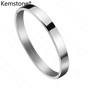 Kemstone กำไลข้อมือหลากสีสำหรับผู้หญิงผู้ชายกำไลข้อมือเหล็กกล้าไทเทเนียมเงินชุบทองสีฟ้าขนาด4มม. 6มม. 8มม.