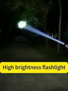 ultra strong XHP50 LED flashlight with built-in rechargeable battery super bright variable focus camping light suitable for camping and outdoor exploration rechargeable flashlight